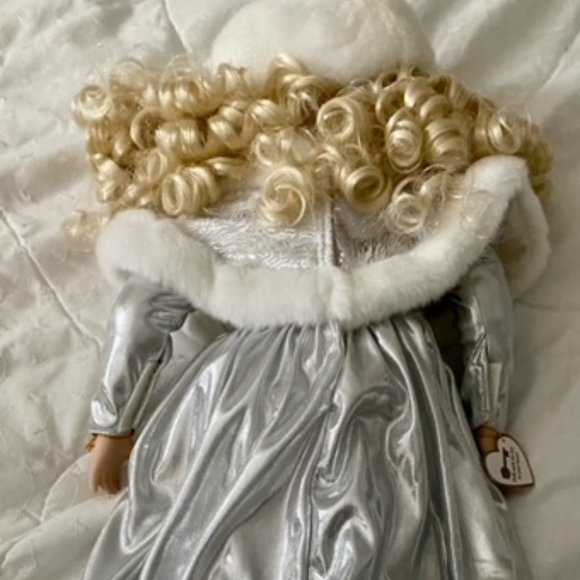 Brass Key Porcelain Doll Winter Themed - Picture 2 of 4